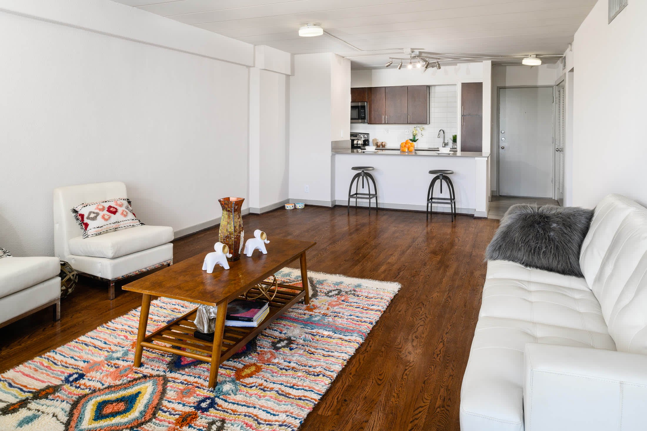 Open living room and kitchen