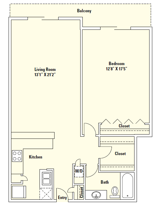 A3 one-bedroom floor plan drawing