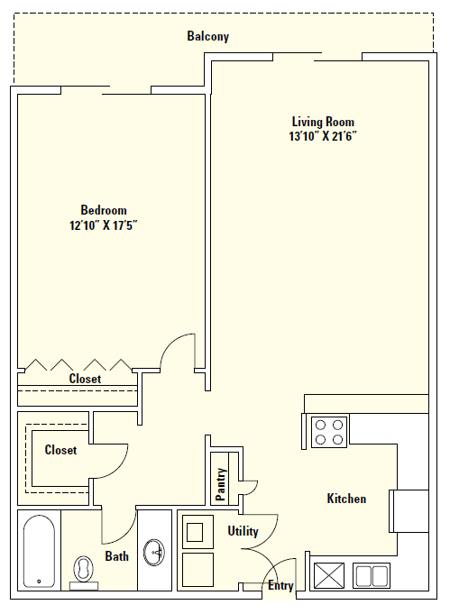 A5 one-bedroom floor plan drawing