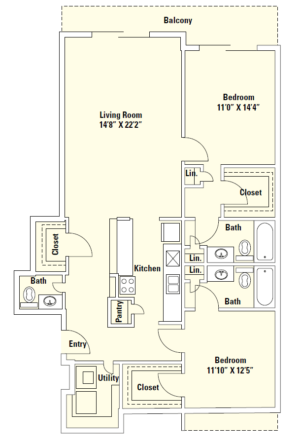 B3 two-bedroom floor plan drawing